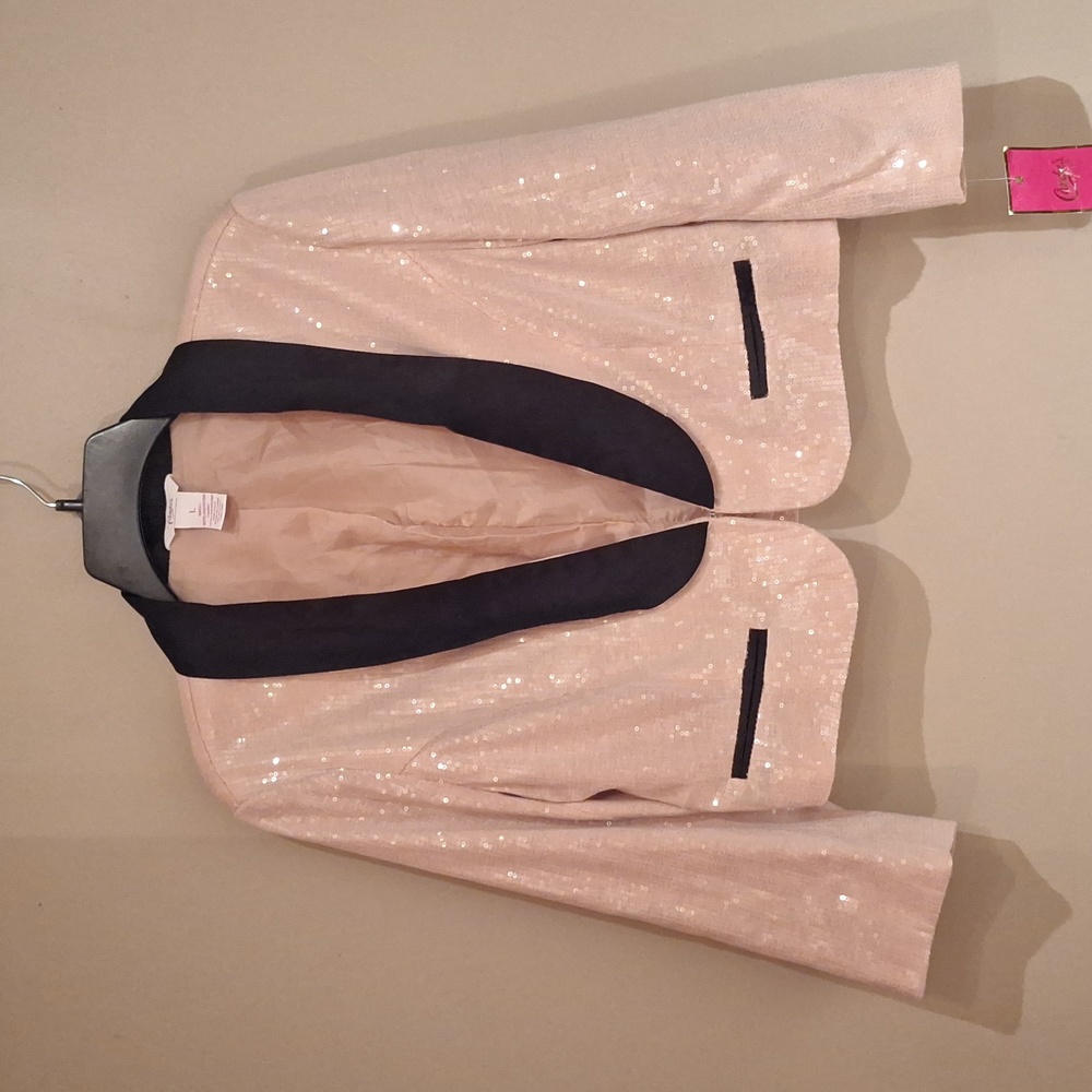 Candie's dusty rose sequin cropped blazer jacket
